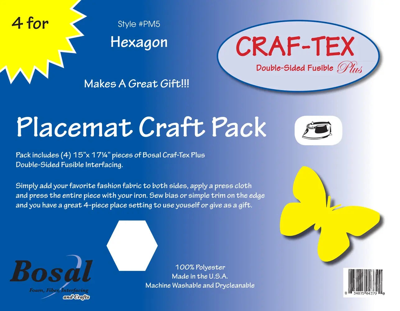 Placemat-Craft-Pack-15in-x-17-1-4in-Hexagon-4pk-Checker-Distributor-210606631